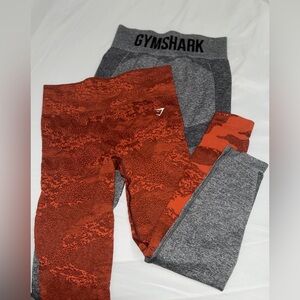 Gymshark  Vibrant Orange and Classic Gray Leggings